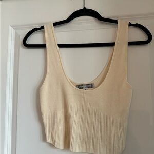 Cream knit cropped tank top
